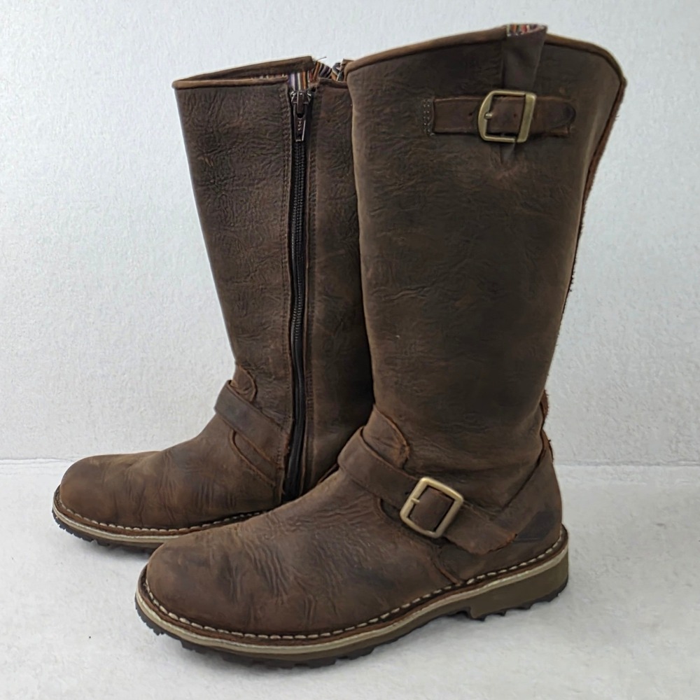 Merrell Wilderness Remix Boots Womens 8.5 Brown Leather Vibram Buckle Zip
